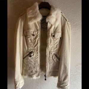 Guess Corduroy stretch rabbit fur lined jacket. XS